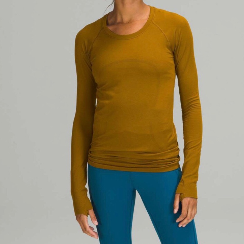 Sz 12 Lululemon Swiftly Tech Long Sleeve Shirt 2.0 Gold Spice